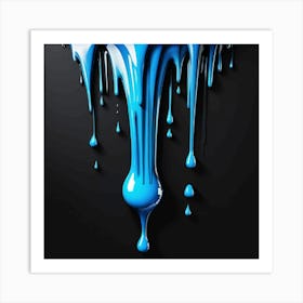 Blue Paint Dripping Art Print