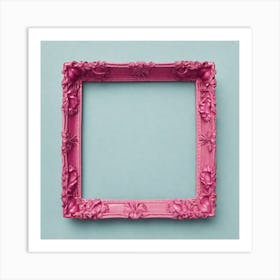 Pink Frame On Blue Background Art Print