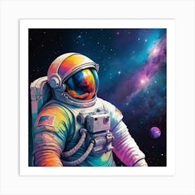 Astronaut Colorful Illustration Art Print 4 Art Print