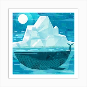 Iceberg Whale Square Art Print