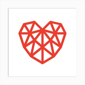 Heart Geometric Abstract Minimalist Simple Red 5 Art Print