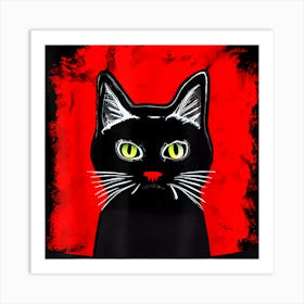 Vintage Scary Halloween Black Cat Costume For Men Woman Art Print