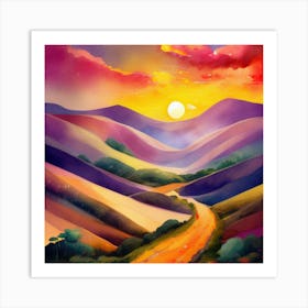 Sunset Road Art Print