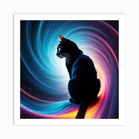 Black Cat In Space Art Print