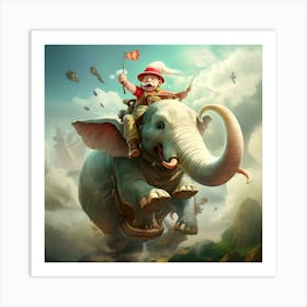 Adventurer On An Elephant Art Print