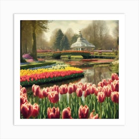 Keukenhof Gardens Netherlands Vintage Botanical 6 Art Print