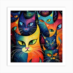 Colorful Cats 3 Art Print