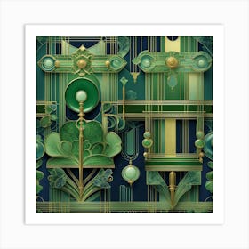 deco green abstract Art Print