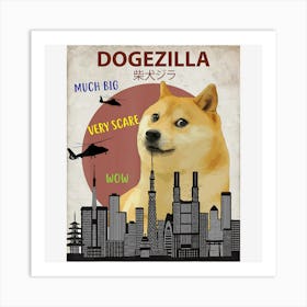 Dogezilla Funny Doge Meme Shiba Inu Dog Art Print