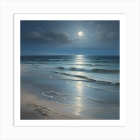 Moonlight At The Beach Art Print