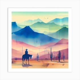 Cowboy In The Desert 1 Art Print