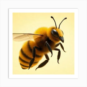 Golden Solitude: The Grace of a Lone Bee Art Print