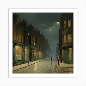 A Street At Night By John Atkinson Grimshaw Art Print 2 Art Print