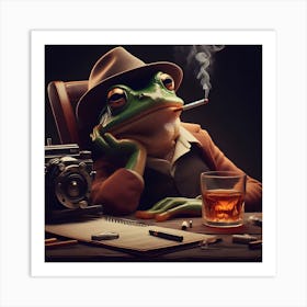 Frog Smoking Art Print