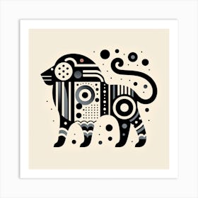 Scandinavian style, Symbols of Africa in the silhouette of a lion 2 Art Print