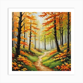 Forest In Autumn In Minimalist Style Square Composition 258 Art Print