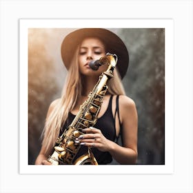 Beautiful Sax Girl Art Print