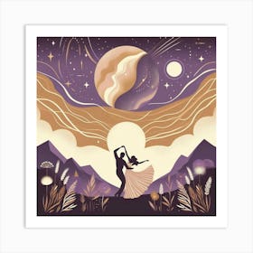 Couple Dancing In The Moonlight Art Print