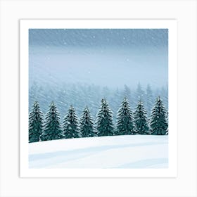 A Serene Winter Landscape Under A Subdued Grey Sky Snow Blankets A Fir Tree Frost Glistens On Surr (3) Art Print