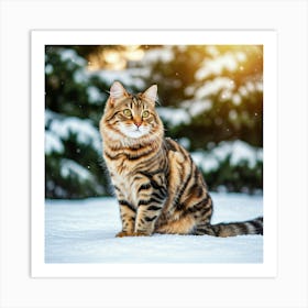 Cat In The Snow 1 Art Print