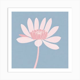 A White And Pink Flower In Minimalist Style Square Composition 359 Art Print