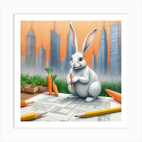 Rabbit With Carrots 44 Art Print