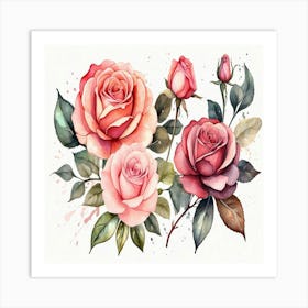 Watercolor Roses Art Print