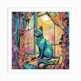 Cat In The Window Art Print