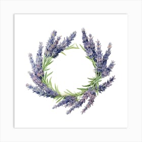 Watercolor Lavender Wreath Art Print