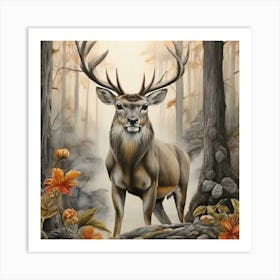 Deer In The Woods 1 Art Print