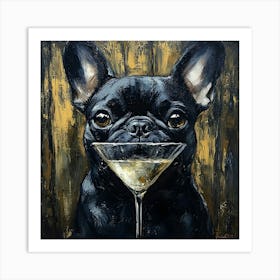 Frenchie With Martini 3 Art Print