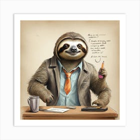 Office Sloth Art Print