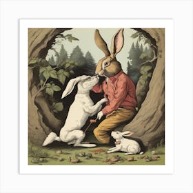 Rabbits In The Woods Art Print