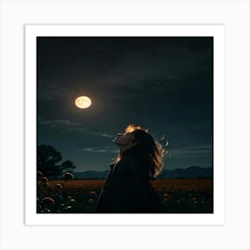 Full Moon In The Field 1 Art Print