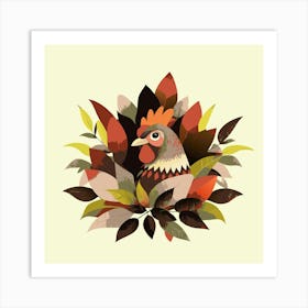 Chicken Hiding In The Bushes Art Print