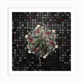 Vintage Pagoda Dogwood Flower Wreath on Dot Bokeh Pattern n.0778 Art Print