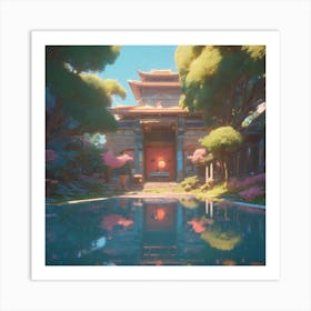 Peaceful Landscapes Unreal Engine Greg Rutkowski Loish Rhads Beeple Makoto Shinkai And Lois Va Art Print