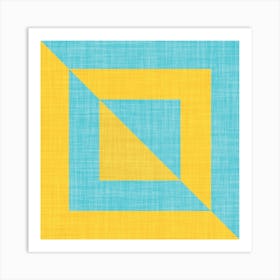 Bold minimal Mid Mod Coastal geometry Aqua Blue & Yellow Art Print