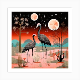 Cranes In The Desert Art Print