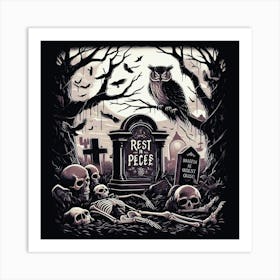 Happy halloween Illustration Spooky Horror devi background11 (2) 1 Art Print