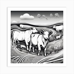 Cows In The Field Art Print