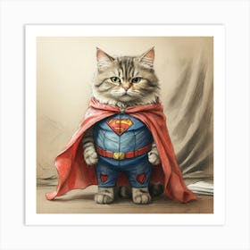 Superman Cat 3 Art Print