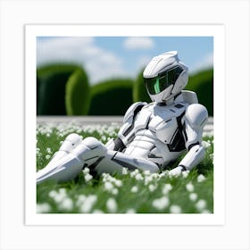 Robot Laying In The Grass 6 Art Print