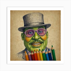 Man In Hat 2 Art Print