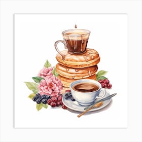 Brunch Delicious Watercolor Coffee Art Print