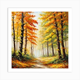 Forest In Autumn In Minimalist Style Square Composition 74 Art Print