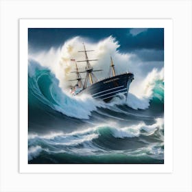 Ship In The Storm Art Print