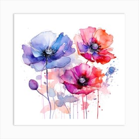 Watercolor Poppies 5 Art Print