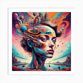 A Surreal And Psychedelic Portrait Art Print