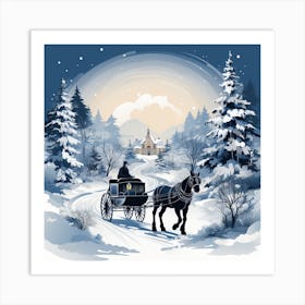 Christmas Carriage In The Snow 1 Art Print